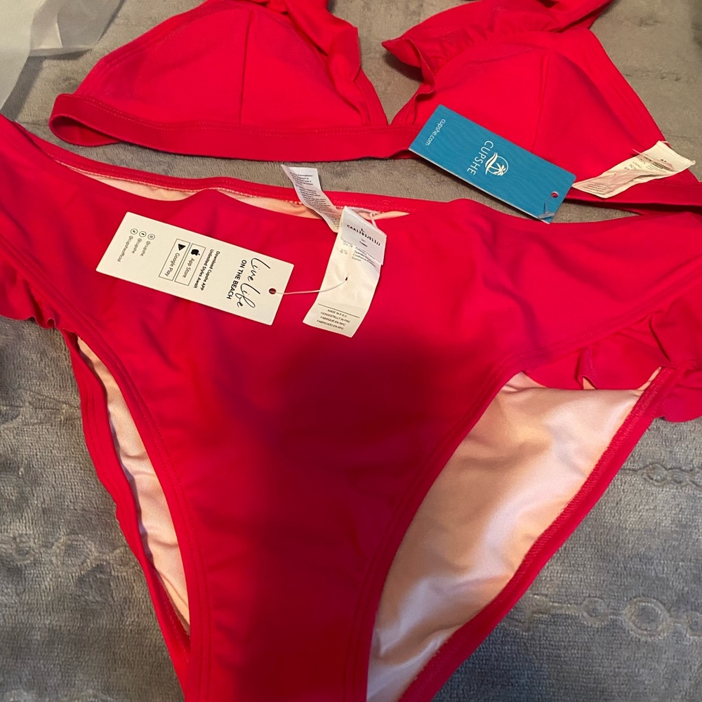 Cupshe Hot Pink Two-Piece Bikini Set M top L bottom